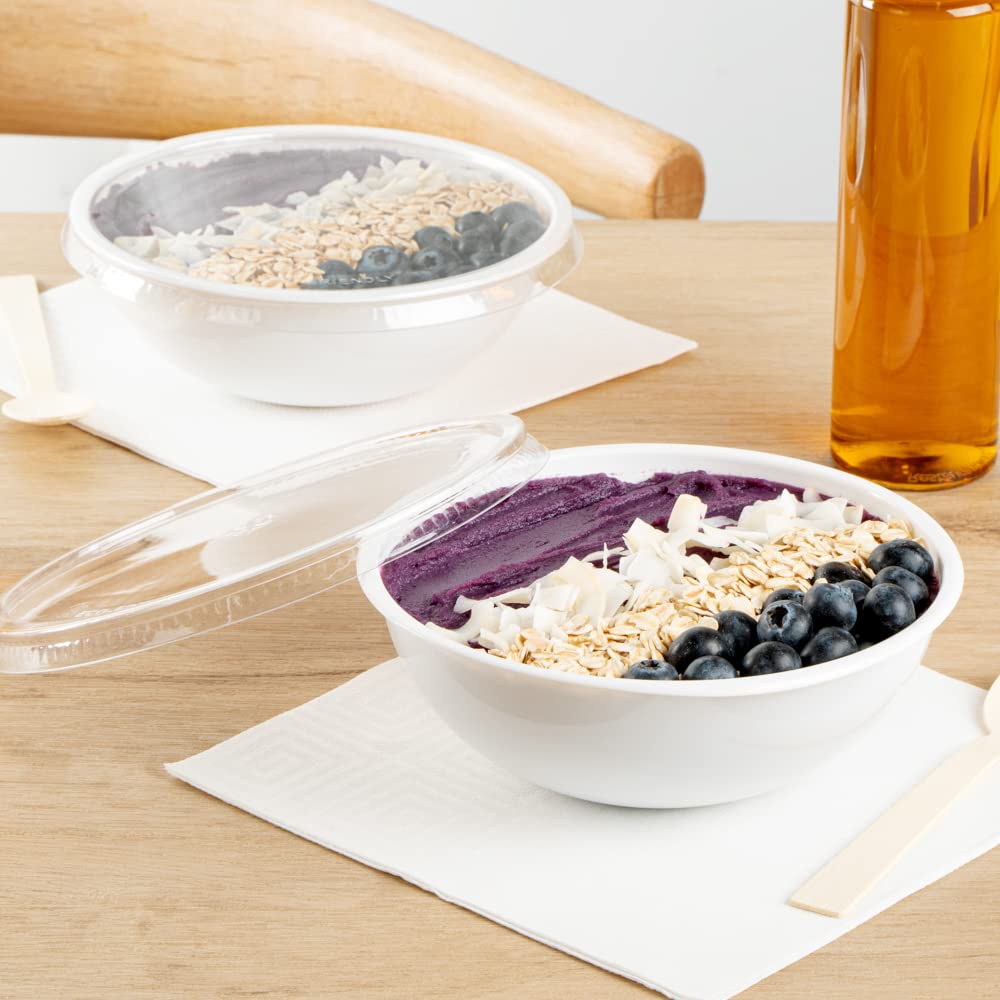 21oz Recyclable White Plastic Salad Bowls - 200 Pack Disposable Restaurantware for Pasta, Salads & Takeout | BPA-Free Food Containers for Catering, Parties & Meal Prep (Lids Sold Separately)