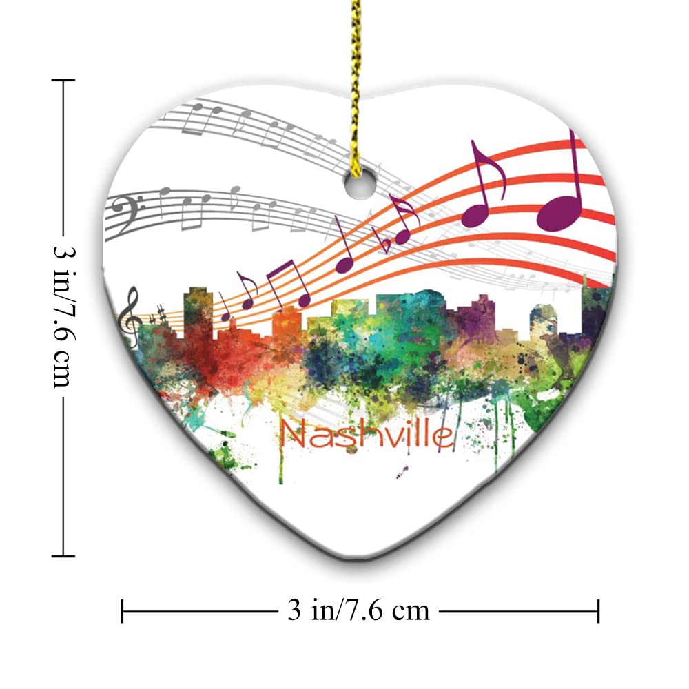 Nashville Tennessee Skyline Ceramic Ornament - Handmade Souvenir Gift for Christmas, Home Decor, Travel Keepsake - Perfect for Holiday Tree, Office Desk, and Tennessee-Themed Party Decorations