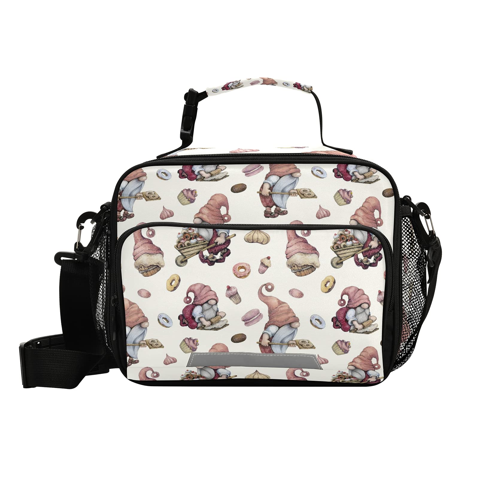 Insulated Nordic Gnomes Donut Lunch Bag for Women & Men - Reusable Cooler Lunch Box for School, Work, Travel - Perfect for Students, Teens, Business Professionals & Picnics with Adjustable Shoulder Strap
