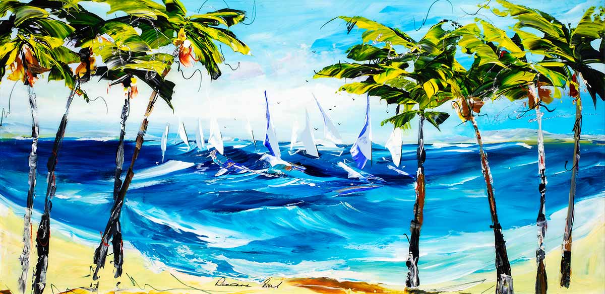 Original Beach Day Painting - Coastal Wall Art for Living Room & Bedroom Decor - Perfect for Beach House & Vacation Home Style