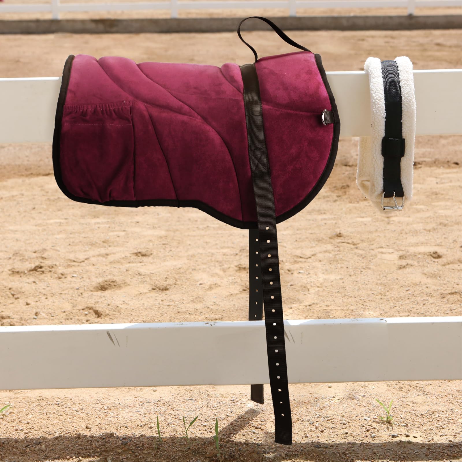 Harrison Howard Anti-Slip Bareback Pad with Side Pockets - Extra Thick Ergonomic Design for Maximum Horseback Riding Support - Perfect for Trail Riding, Dressage & Equestrian Training