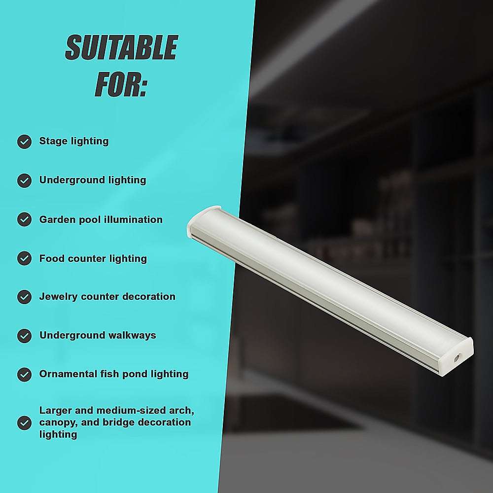 10 Pack 1M Aluminum LED Strip Light Channel Profile for Kitchen Cabinet Lighting - Perfect for Under Cabinet, Shelf, and Staircase Accent Lighting