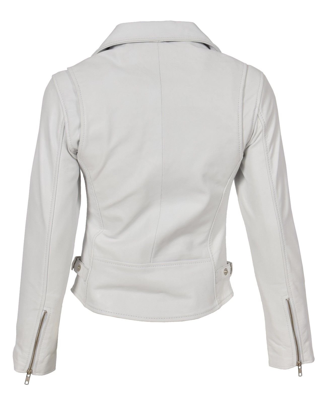 Stylish Women's White Real Leather Motorcycle Jacket - Quilted Bomber Biker Outerwear for Riding & Casual Wear