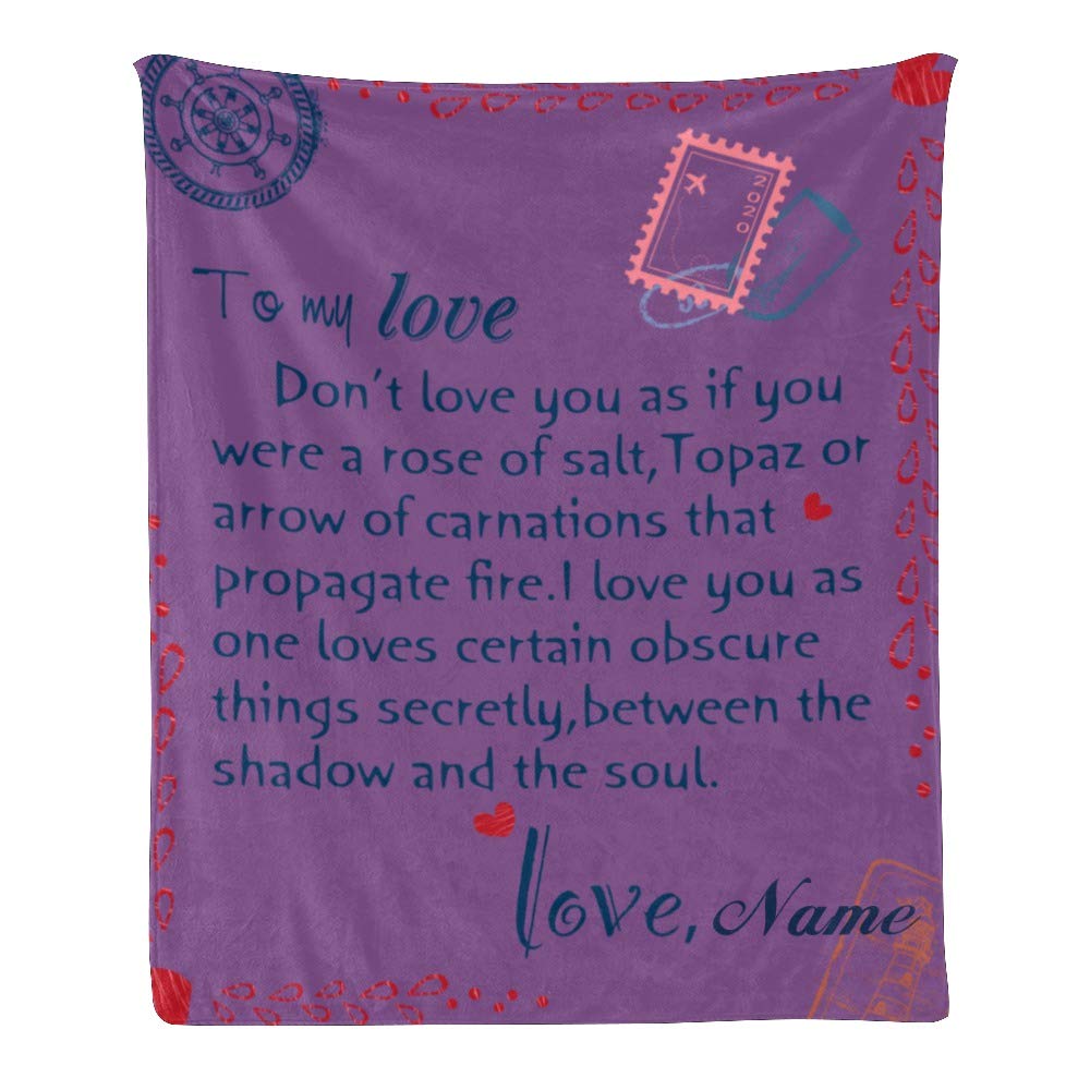 Personalized Fleece Throw Blanket with Custom Name Text - Super Soft 50x60 Inch Blanket for Couch, Sofa & Bed - Perfect Gift for Valentine's Day, Anniversary & Cozy Home Decor