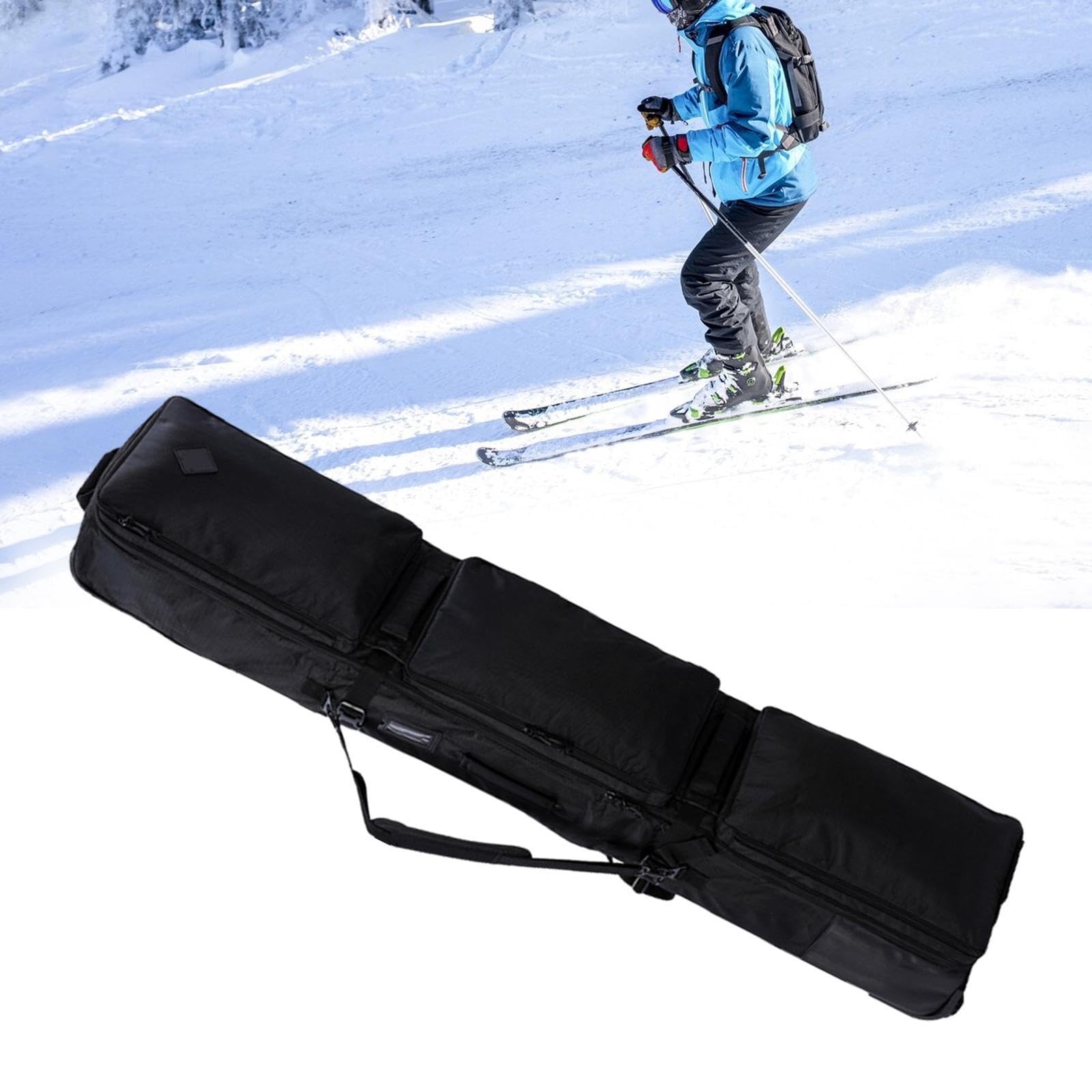 Heavy Duty Wheeled Ski and Snowboard Bag with Reinforced Zippers & Buckles - Perfect for Air Travel and Winter Sports Gear Storage