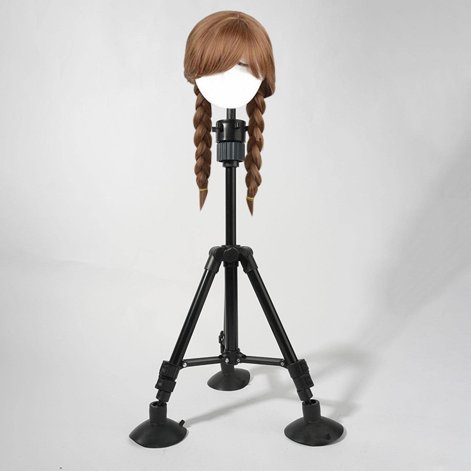 Professional Portable Wig Tripod Stand for Cosmetology & Hairdressing Training (38-75cm Adjustable Height) - Perfect for Salon Styling, Beauty School Practice & Home Hair Care