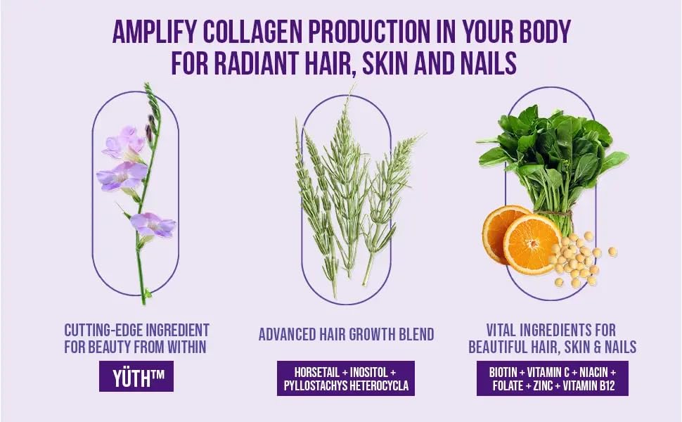 InnoSupps Vegan Collagen Booster Supplement for Hair, Skin & Nails - Biotin, B12 & Horsetail Herb Powder - Promotes Hair Growth, Skin Revitalization & Stronger Nails - 60 Capsules - Perfect for Daily Beauty & Wellness Routine