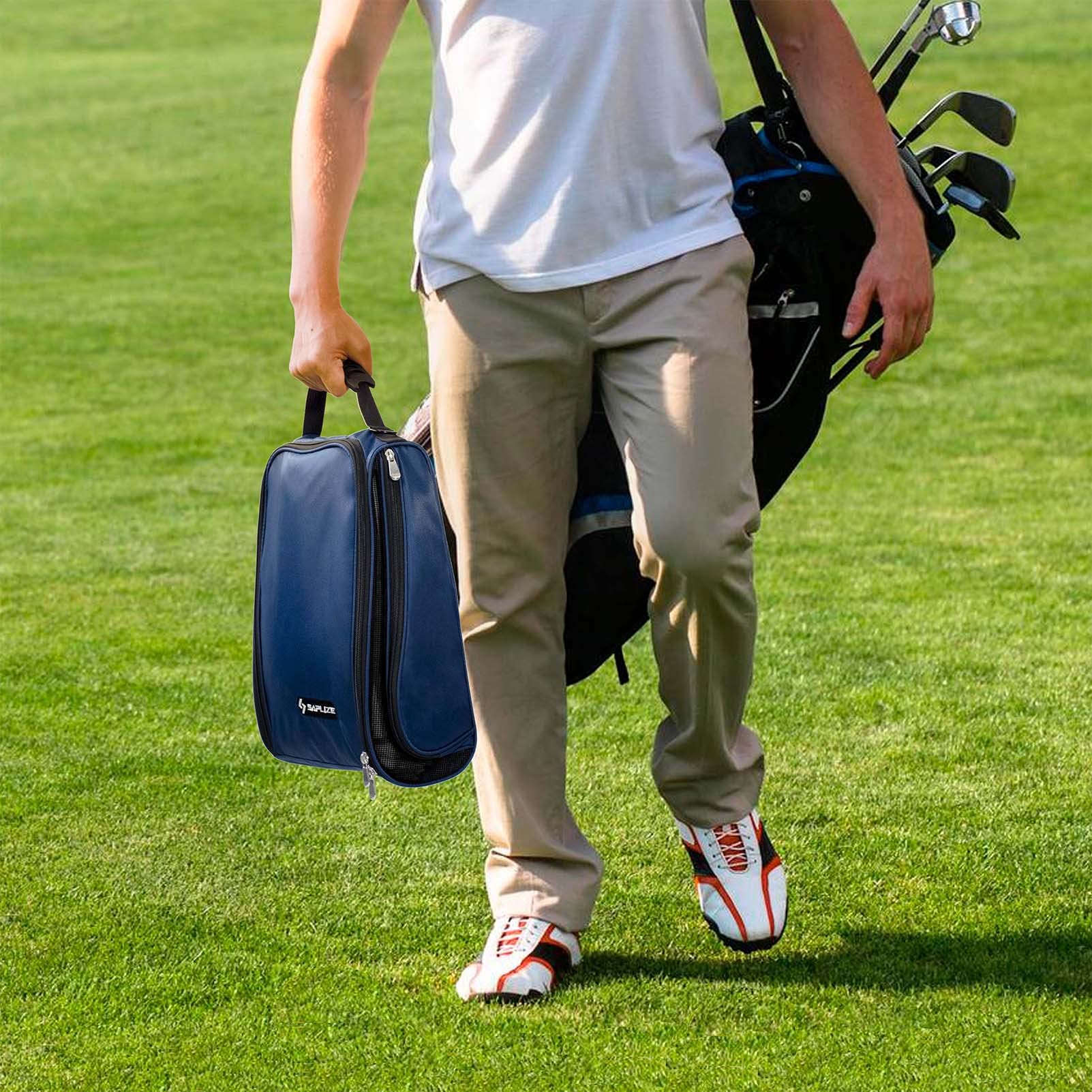**SAPLIZE Golf Shoe Bag with Mesh Ventilation & External Pocket – Breathable Shoe Carrier for Golf Accessories, Sports Travel & Storage Organizer – Perfect for Golfers & Travel Enthusiasts (Blue)**