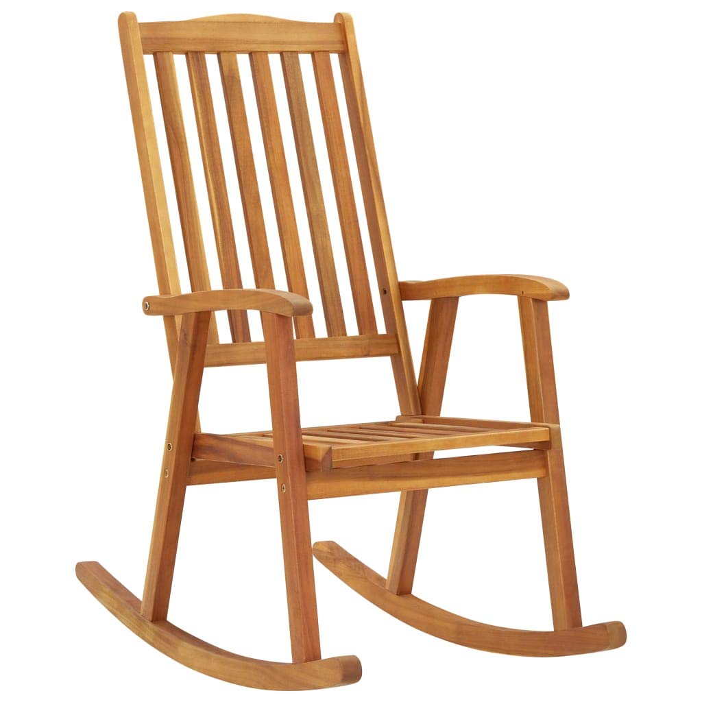 Acacia Wood Rocking Chair for Outdoor & Indoor Use - Patio, Garden, Balcony, Backyard, Terrace - Solid Wood Lounge Seating Armchair for Relaxation & Comfort