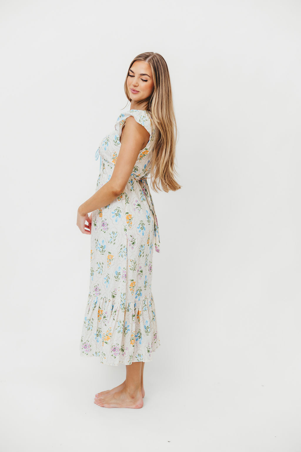 Chala Maxi Dress in Cream Floral - Elegant Long Flowy Summer Dress for Women, Perfect for Beach Vacations, Weddings & Boho Parties