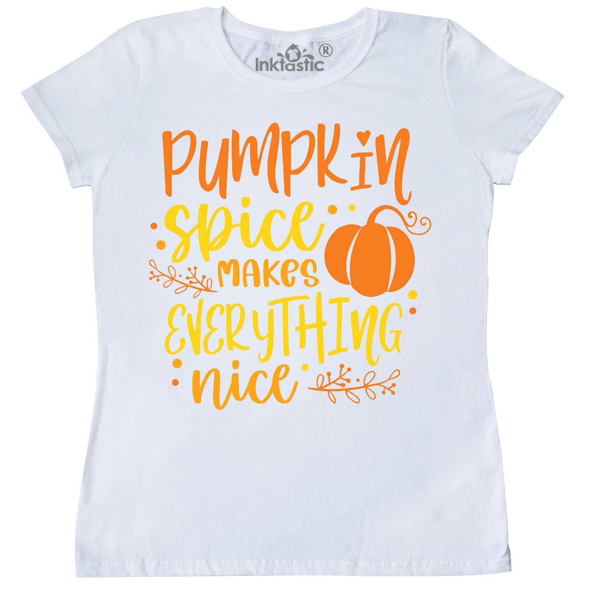 Inktastic Thanksgiving Pumpkin Spice Makes Everything Nice Women's T-Shirt | Cute Fall Graphic Tee for Women | Perfect for Thanksgiving, Autumn Outfits & Casual Wear