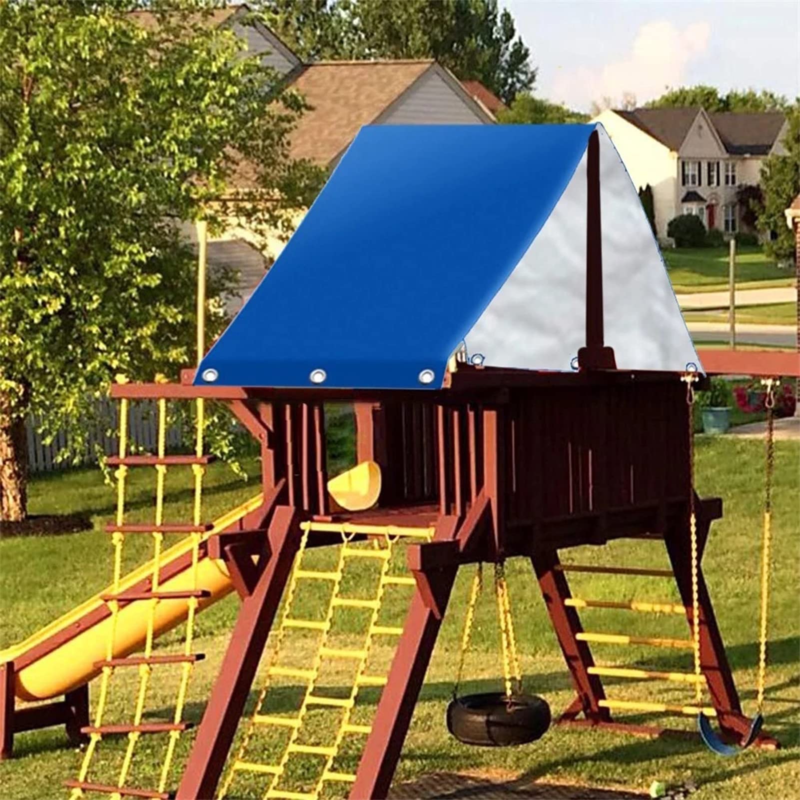 Waterproof Shade Cloth for Swingset, Garden Canopy & Sun Shelter - UV Resistant Tarpaulin Awning (110x229cm, Gray) - Perfect for Backyard Play Areas, Patio Cover & Outdoor Shade Solutions