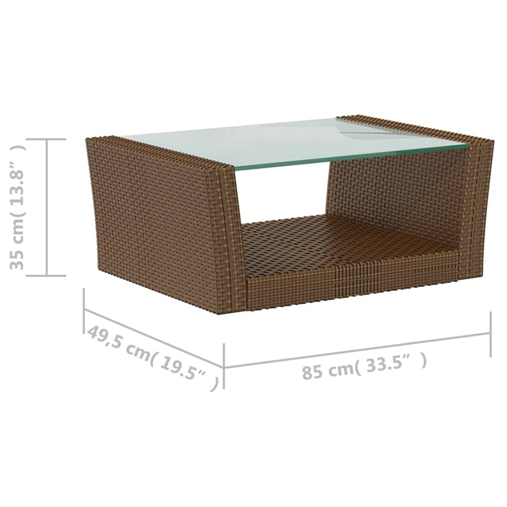 vidaXL 8-Piece Patio Sofa Set with Poly Rattan Sectional Lounge - Brown Frame & Cream White Cushions, Includes Coffee Table, Sofas & Chairs | Outdoor Furniture for Garden, Poolside & Backyard Relaxation