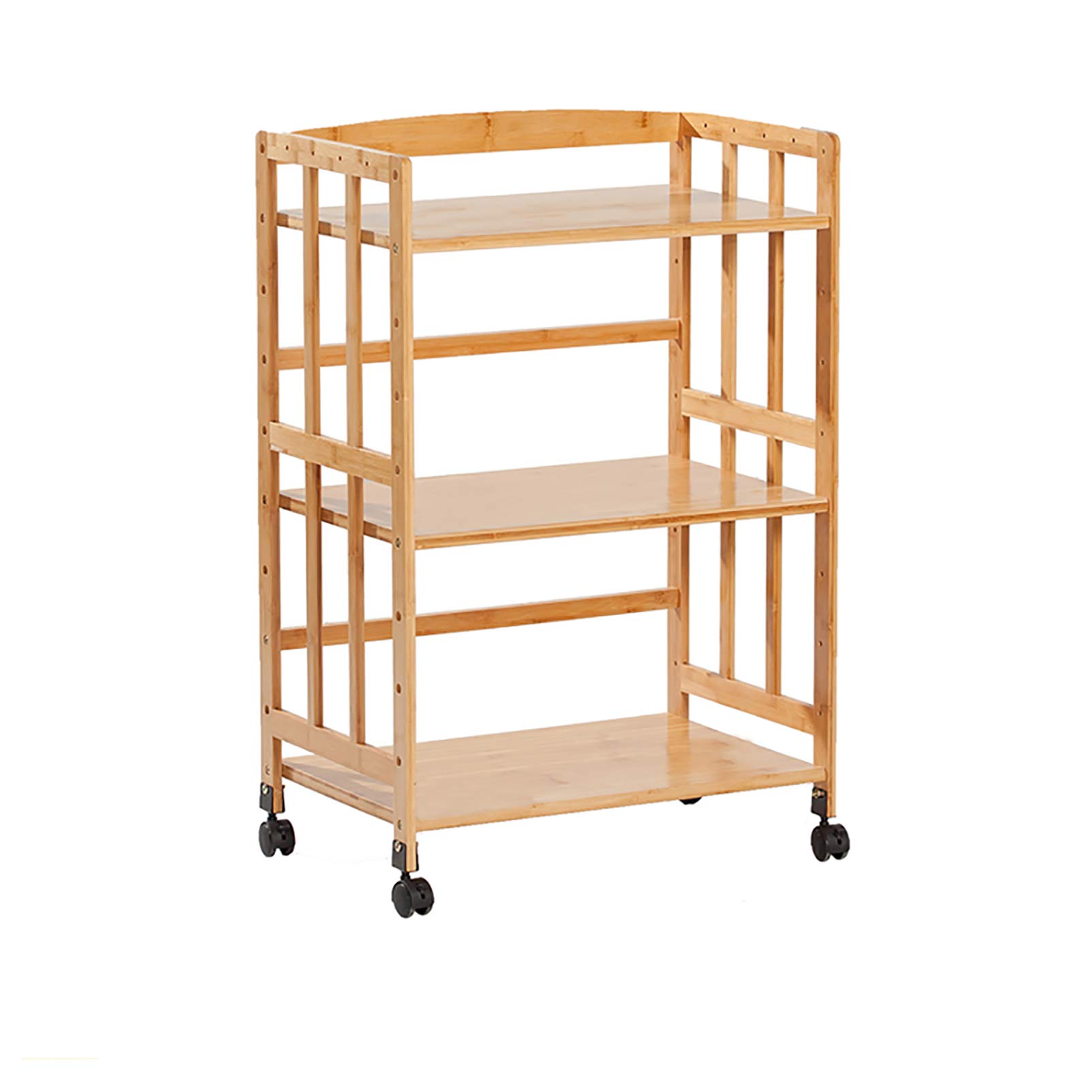 Bamboo Rolling Kitchen Serving Cart with Storage Shelf - Mobile Bar Buffet Cart for Dining Room, Bathroom & Home Organization - Perfect for Entertaining, Storage & Space Saving