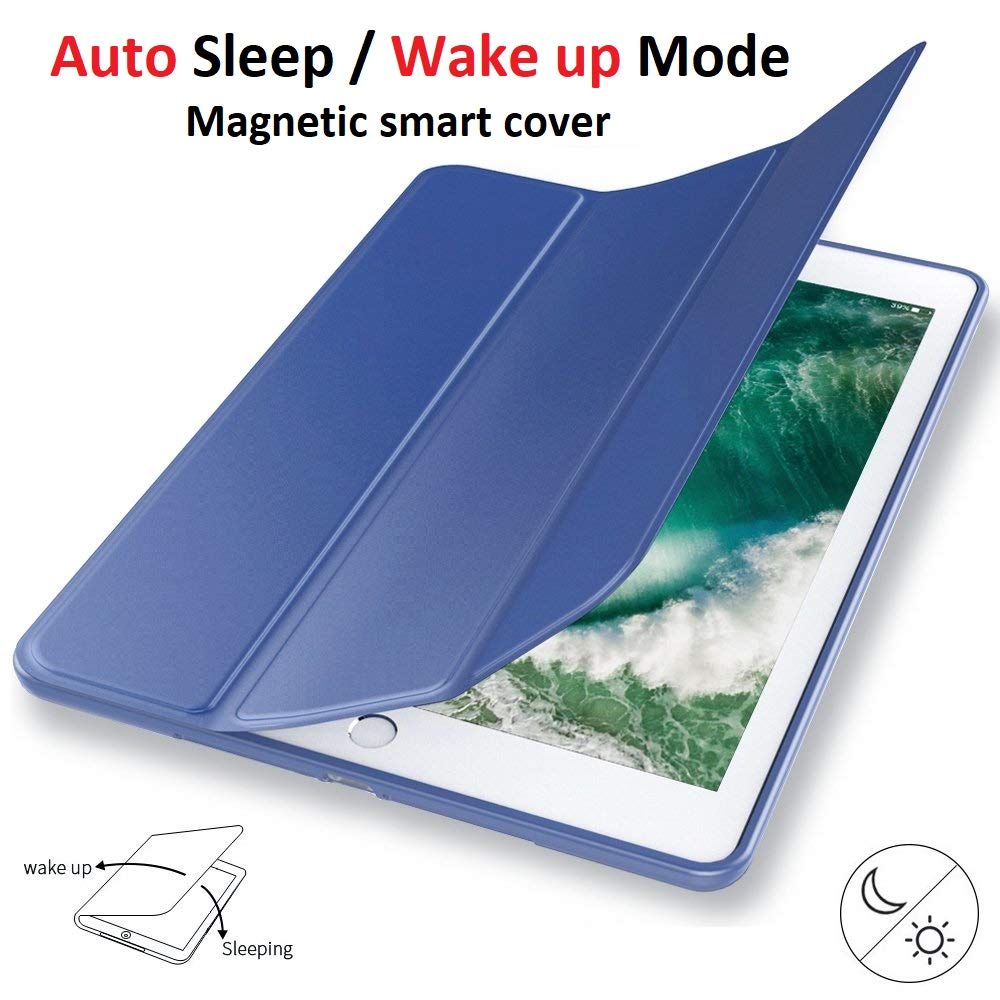 Premium Magnetic Trifold Case for iPad Pro 9.7 inch (2016) - Auto Sleep/Wake Smart Stand Cover with Slim Soft Silicone Back (Black) - Perfect for Work, Travel & Home Use