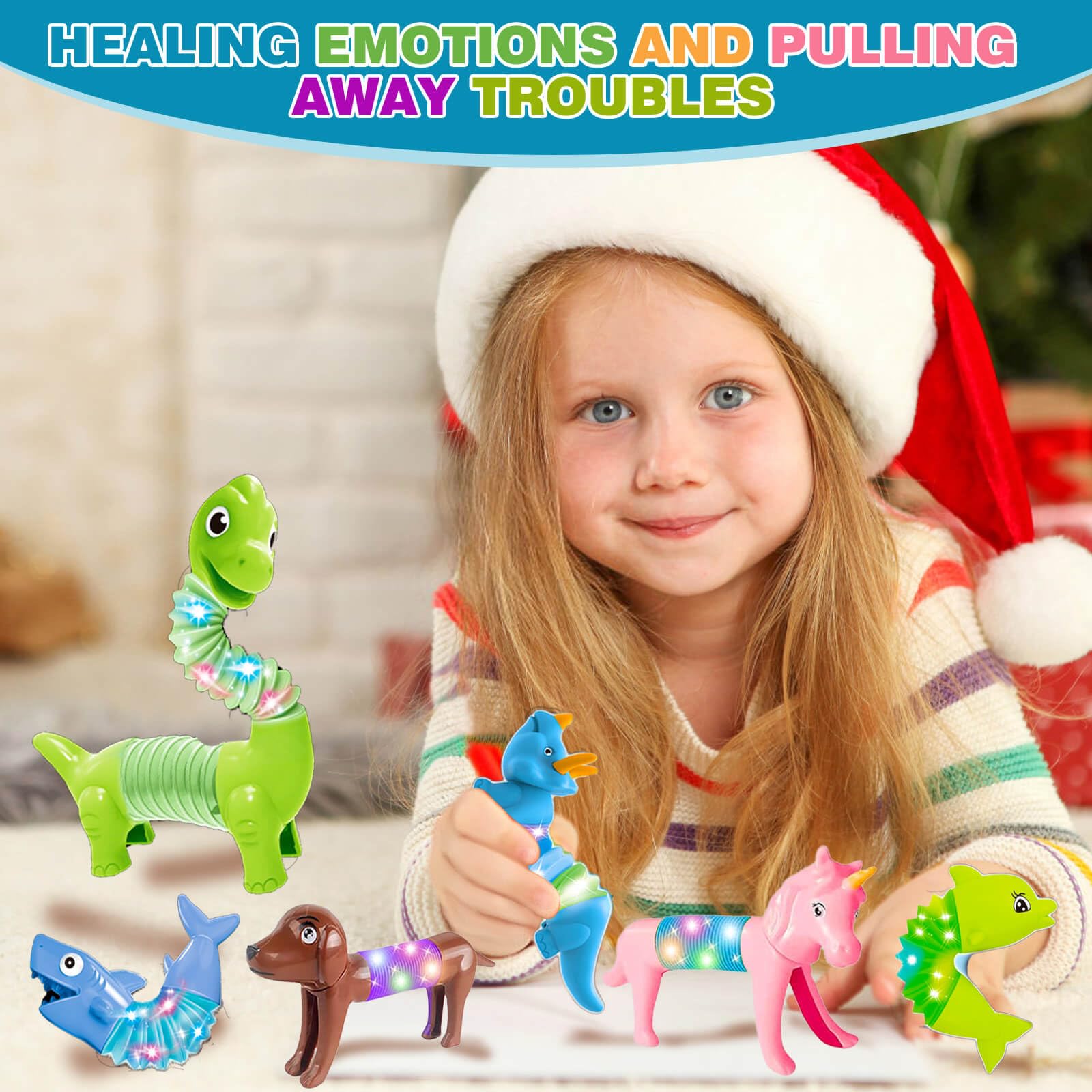 Easter Basket Stuffers for Kids - LED Animal Pop Tubes Sensory Fidget Toys for Toddlers Ages 3-7 - Fun Easter Egg Fillers & Stress Relief Gifts for Boys & Girls - Perfect for Classroom Rewards, Party Favors & Sensory Play