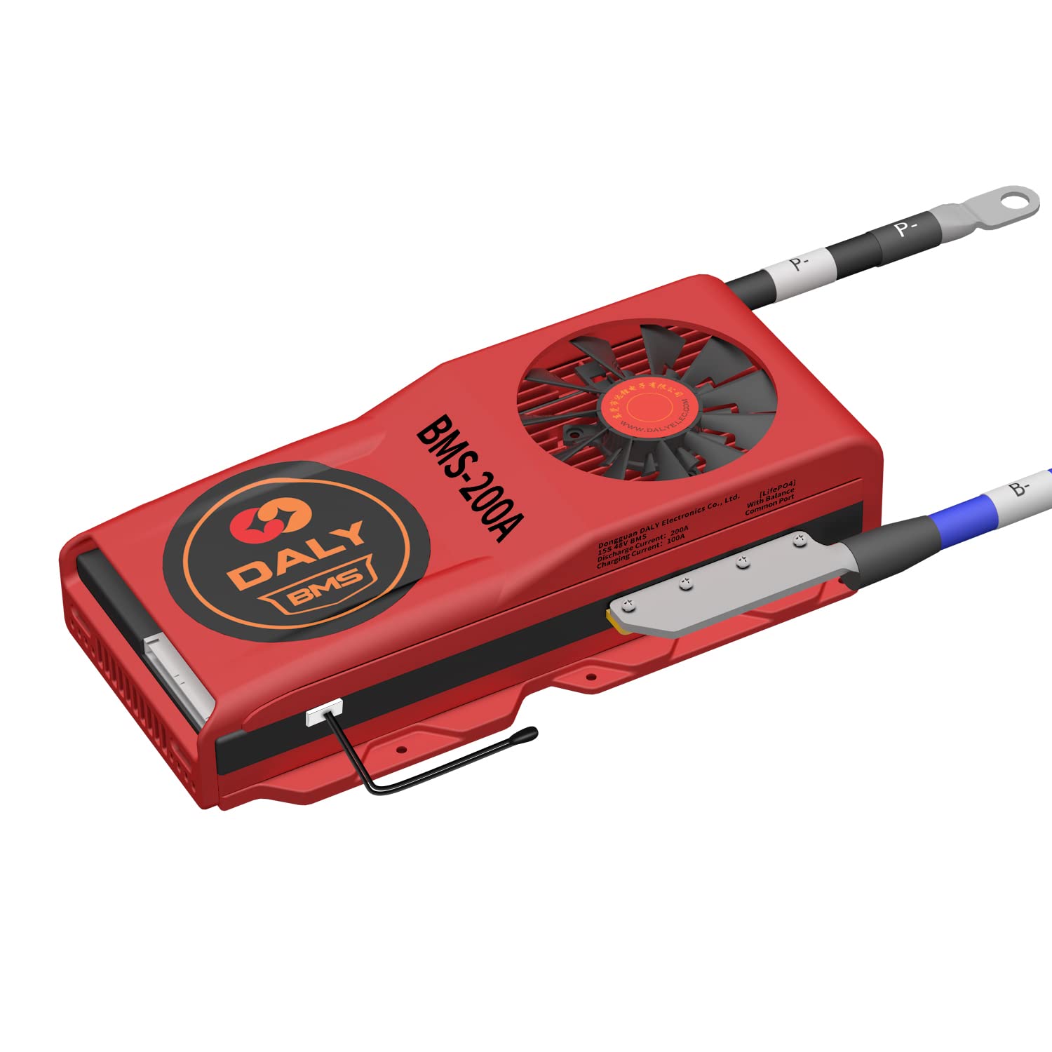 48V 200A DALY BMS for LiFePO4 Battery - 15S PCB Protection Board with Cooling Fan & Balance Wires - Compatible with 18650 3.2V Cells - Perfect for Solar Energy Storage, RV & Marine Battery Packs