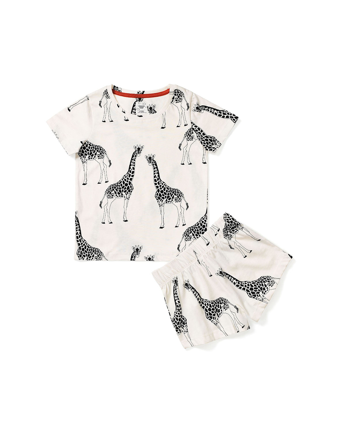 Organic Cotton Kids' Giraffe Print Short Pajama Set - Soft & Breathable Sleepwear for Boys & Girls - Perfect for Summer Nights & Sleepovers