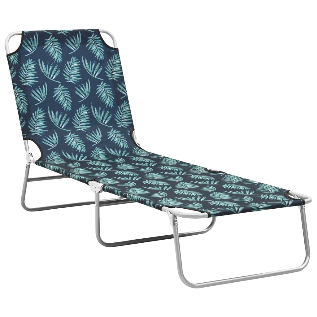 Portable Folding Sun Lounger Chair - Outdoor Poolside Lounge Chair with Steel Frame & Fabric Leaves Print - Perfect for Backyard, Deck, Beach, and Patio Relaxation