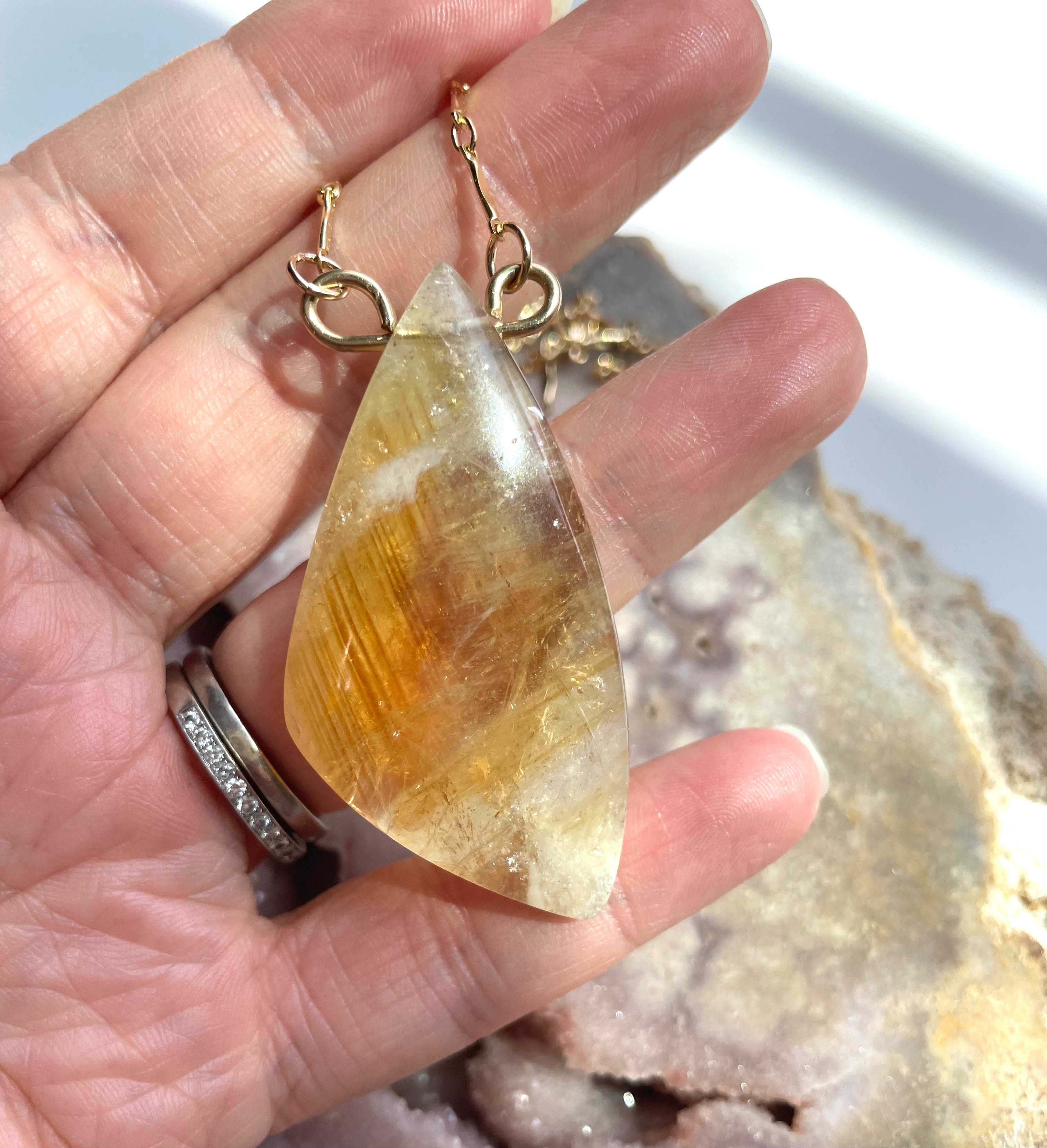 14K Gold Filled Chunky Genuine Yellow Citrine Necklace for Women - Elegant Statement Jewelry for Parties, Weddings & Everyday Wear