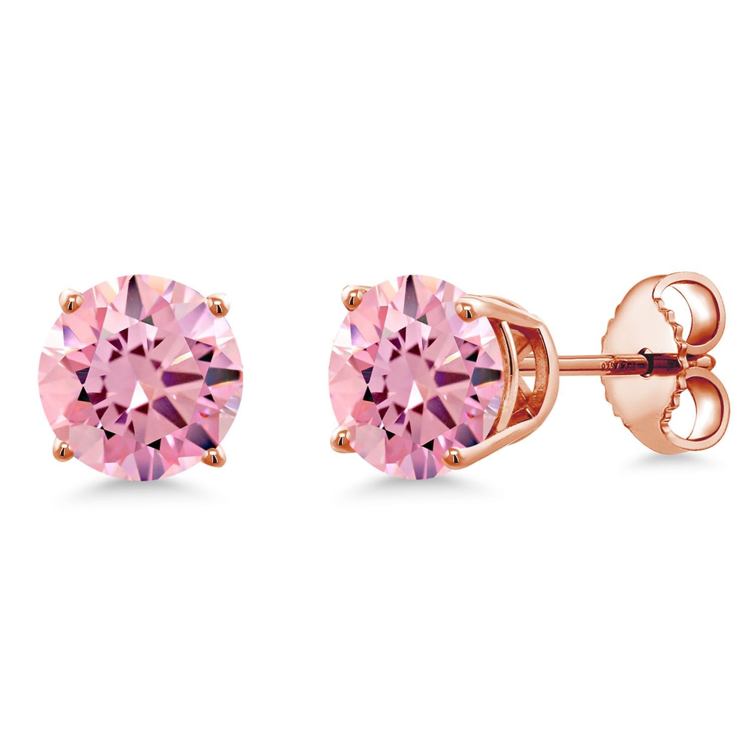 Gem Stone King 18K Rose Gold Plated Sterling Silver 6MM Round Birthstone Stud Earrings for Women & Men | Personalized Jewelry Gift for Birthday, Anniversary & Special Occasions