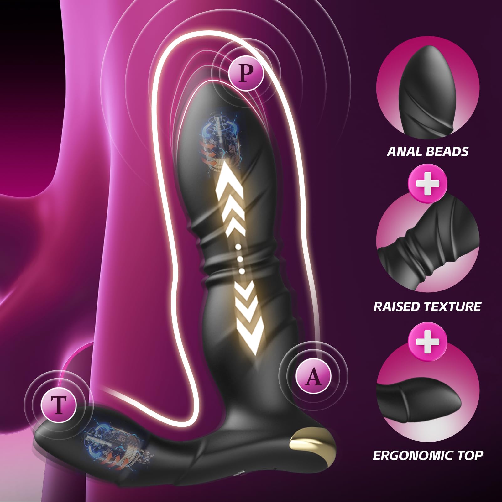 BEISAR 3-in-1 Thrusting Prostate Massager for Men - 9 Speed Anal Vibrator with Clitoral Stimulation | Male Sex Toy & Wearable Vibrator for Women | Perfect for Solo Play & Couples Intimacy