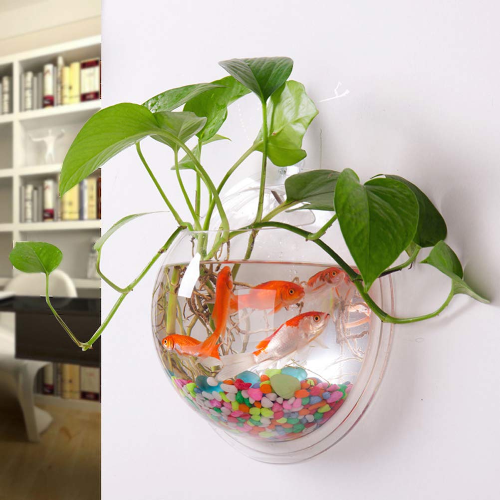 TOPINCN Acrylic Wall Hanging Fish Tank - Decorative Mini Aquarium for Betta Fish, Hydroponic Air Plants & Flowers | Perfect for Home, Office Decor & Zen Spaces