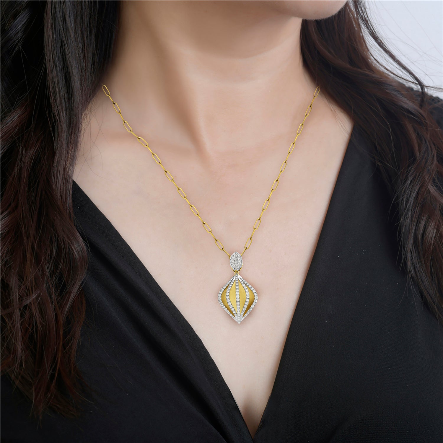 14K Yellow Gold Marquise Diamond Pendant Necklace - Elegant Jewelry Gift for Women, Brides, Anniversary & Valentine's Day - Perfect for Date Nights, Weddings & Special Occasions