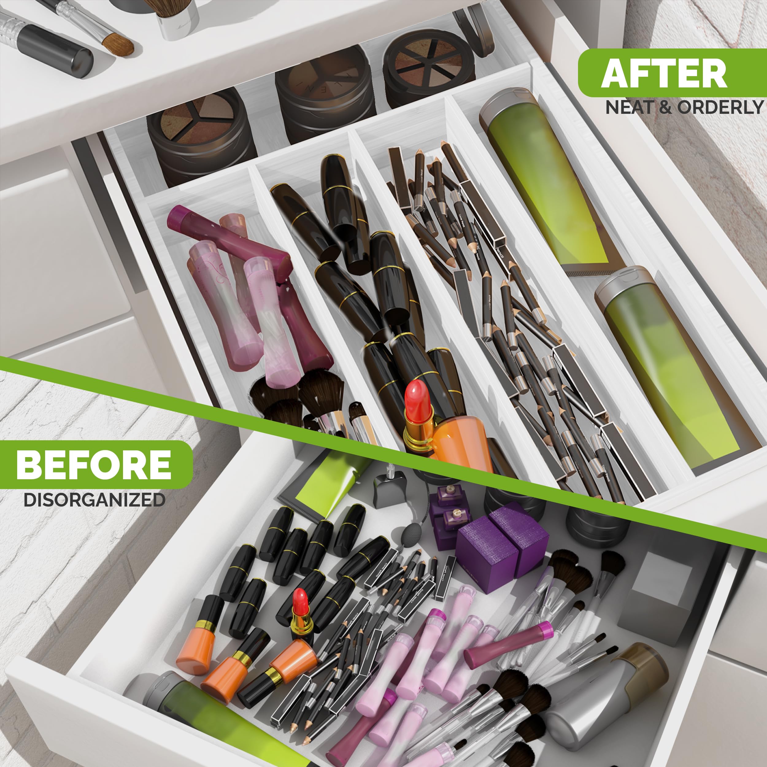 Utopia Kitchen Silverware Organizer - 5 Compartment Bamboo Drawer Organizer for Cutlery, Utensils & Flatware (White) - Perfect for Kitchen Drawer Storage & Organization - Pack of 1
