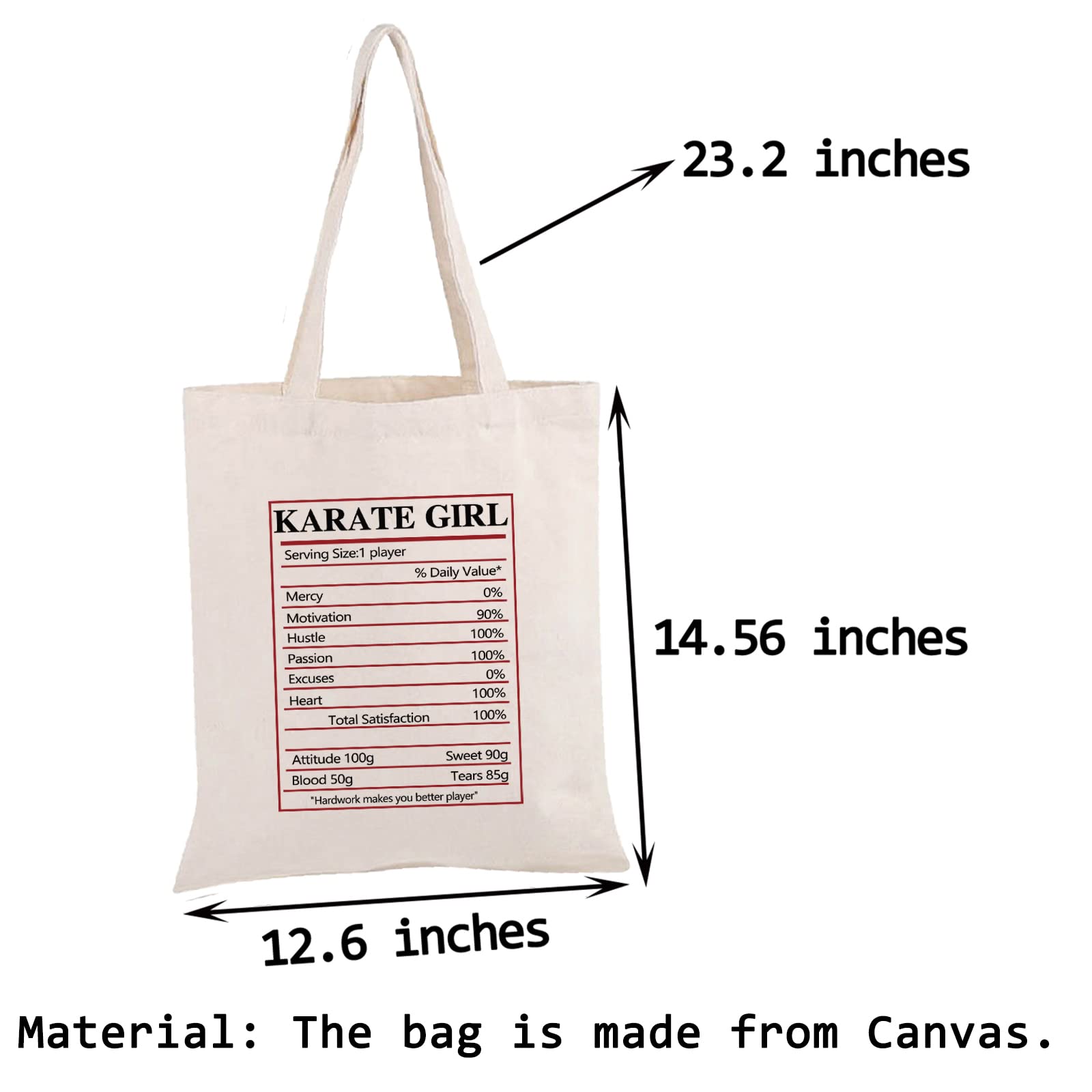 PWHAOO Karate Canvas Tote Bag - Durable Martial Arts Training Bag for Karate Players & Teams - Perfect Gift for Karate Lovers - Great for Dojo, Competitions & Daily Use
