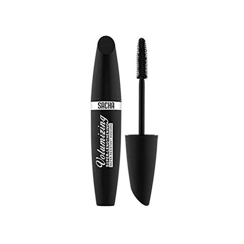Sacha Cosmetics Lengthening & Volumizing Mascara - Waterproof & Washable Lash Extension Mascara (0.03 oz, Black) for Dramatic Lashes - Perfect for Weddings, Parties & Everyday Glam
