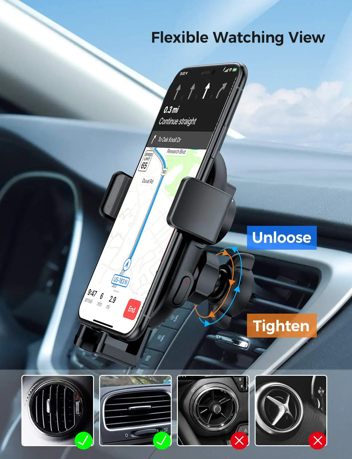 10W Fast Wireless Car Charger Mount - Qi Certified Phone Holder for iPhone & Android - Perfect for Commuting, Road Trips & Hands-Free Charging