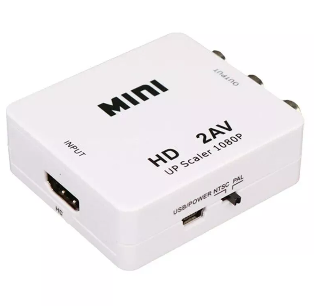 Composite AV CVBS 3RCA to HDMI Video Converter - 1080p Upscaling Adapter for DVD/VCR/Camera to HDTV - White | Home Theater & Gaming Setup Accessory