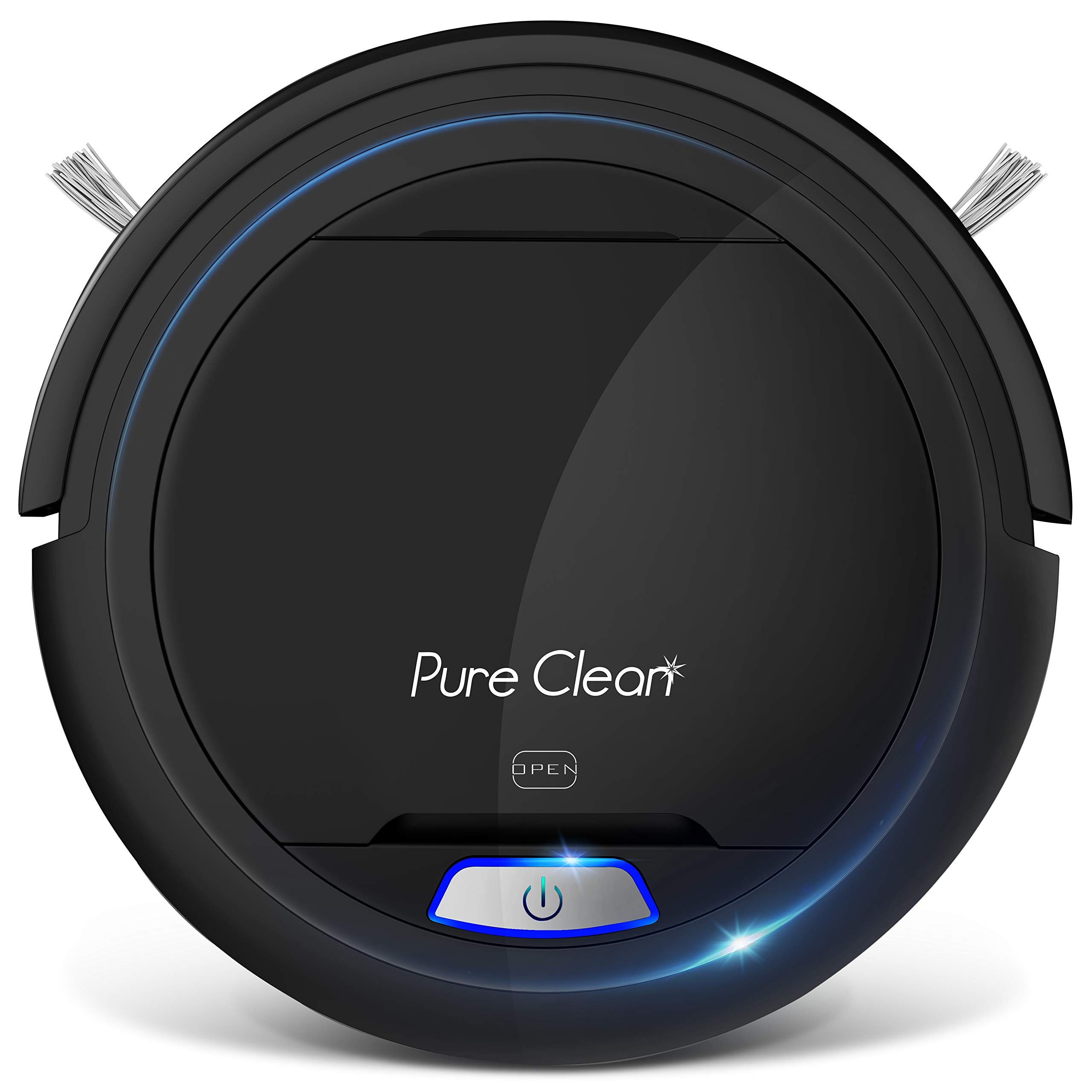 PURE CLEAN PUCRC26B.9 Automatic Robot Vacuum Cleaner for Hardwood Floors & Carpets - Smart Self-Charging with Stair Detection - HEPA Air Filter for Pet Hair & Allergies - Ideal for Home, Office & Apartment Cleaning