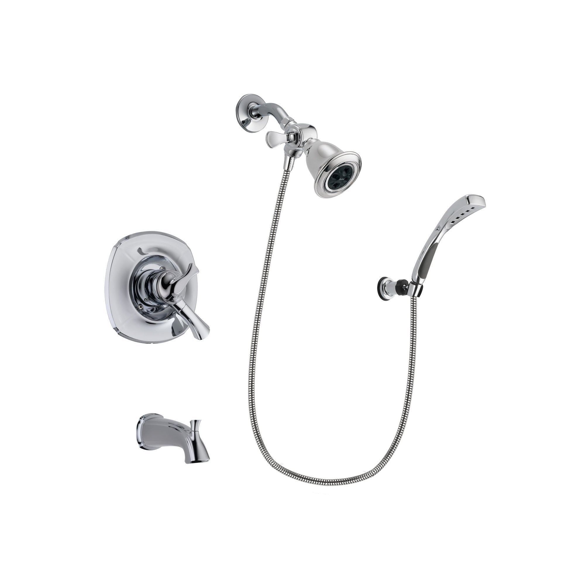 Delta Addison Chrome Finish Dual Control Tub and Shower Faucet System - Water Efficient Showerhead with Wall Mount Bracket & Handheld Spray - Includes Rough-in Valve & Tub Spout DSP1031V - Perfect for Bathroom Renovation & Modern Home Upgrades