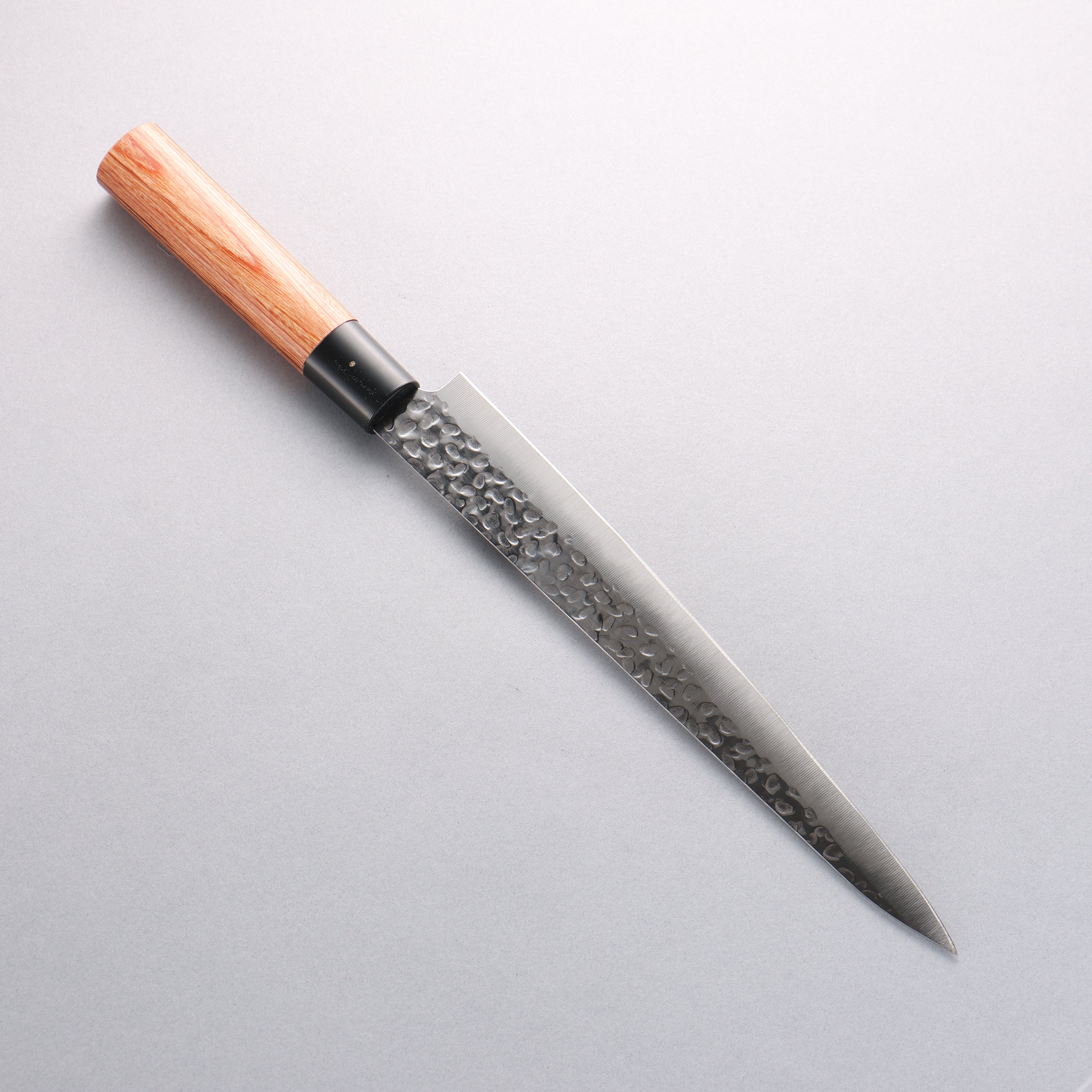 Kanetsune DSR 1K6 Hammered Sujihiki Knife 240mm - Japanese Chef Knife with Red Pakkawood Handle - Perfect for Slicing Meat, Sushi & Precision Cutting