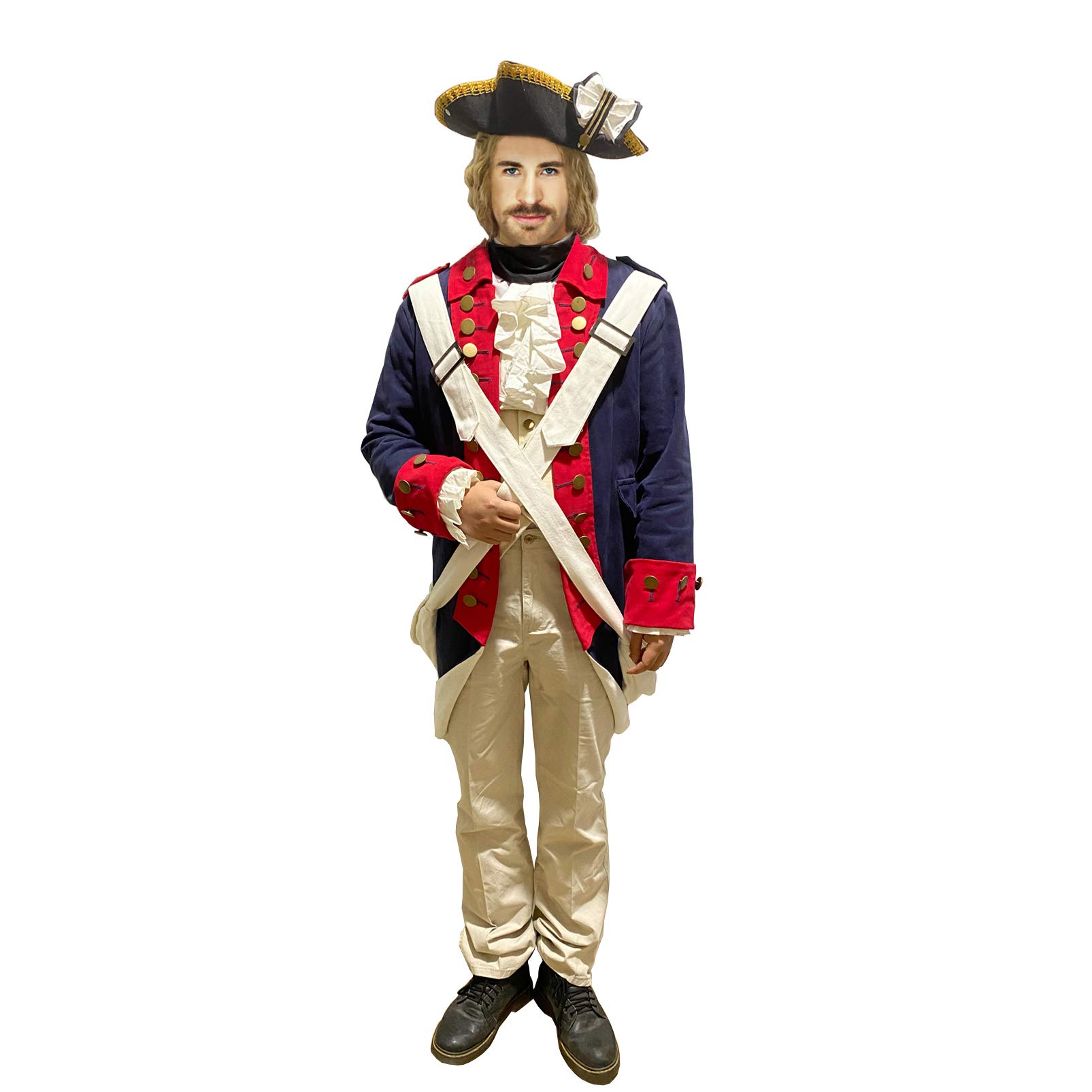 Ucosbros Revolutionary War Uniform - Continental Army Historical Costume for Men, Halloween & Reenactment - Authentic 18th Century Military Outfit