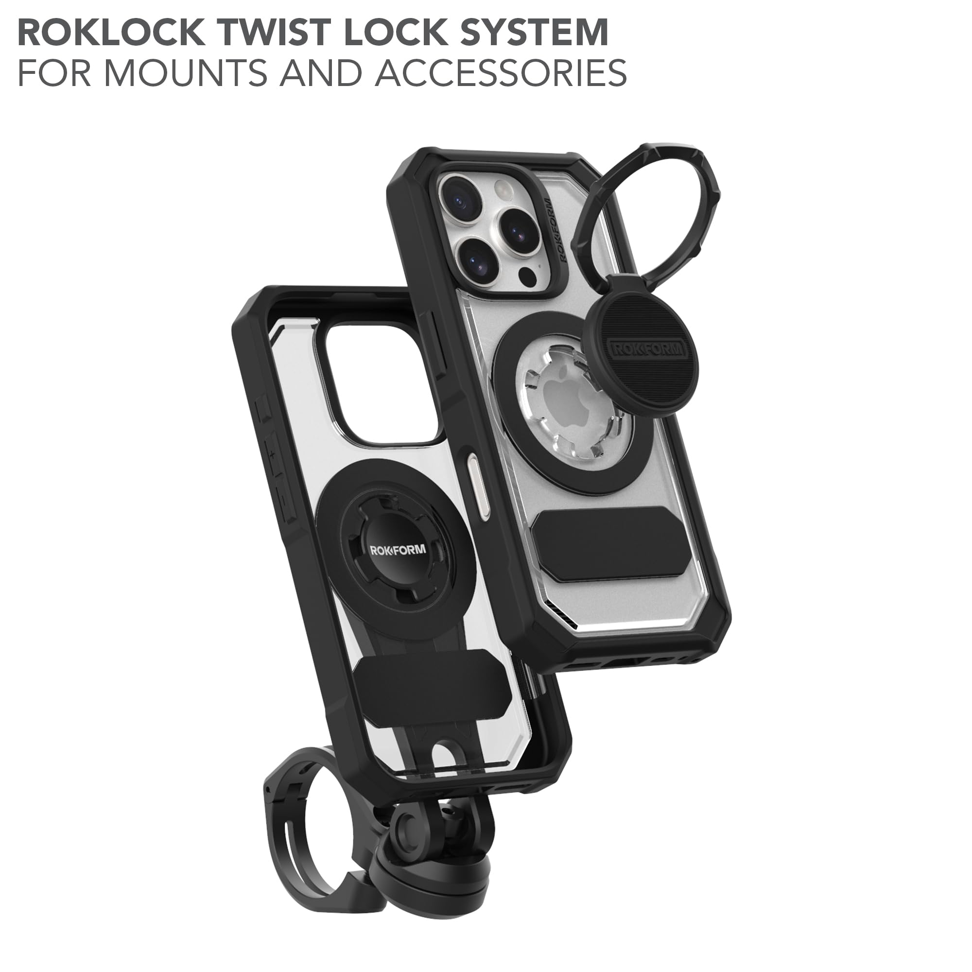 Rokform Crystal Series Magnetic Clear iPhone 16 Pro Case with RokLock Twist Lock - Drop Tested Armor for Everyday Protection and Active Lifestyles