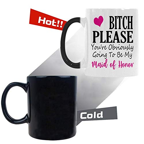 WECE Funny Heat Sensitive Ceramic Coffee Mug - 11oz Color Changing Cup with 'Bitch Please' Design | Perfect for Bridal Showers, Bachelorette Parties & Gifts