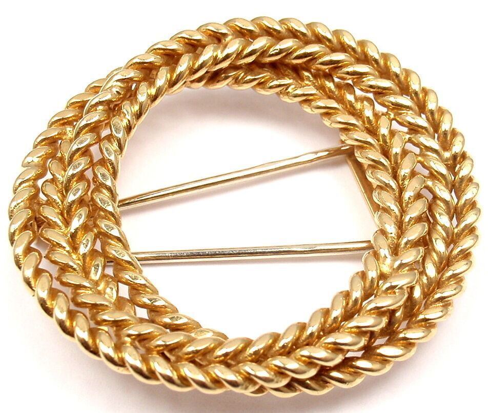 Authentic Vintage Hermes Paris 18k Yellow Gold Brooch Pin - Luxury Collectible Jewelry for Women, Perfect for Special Occasions & Gift Giving