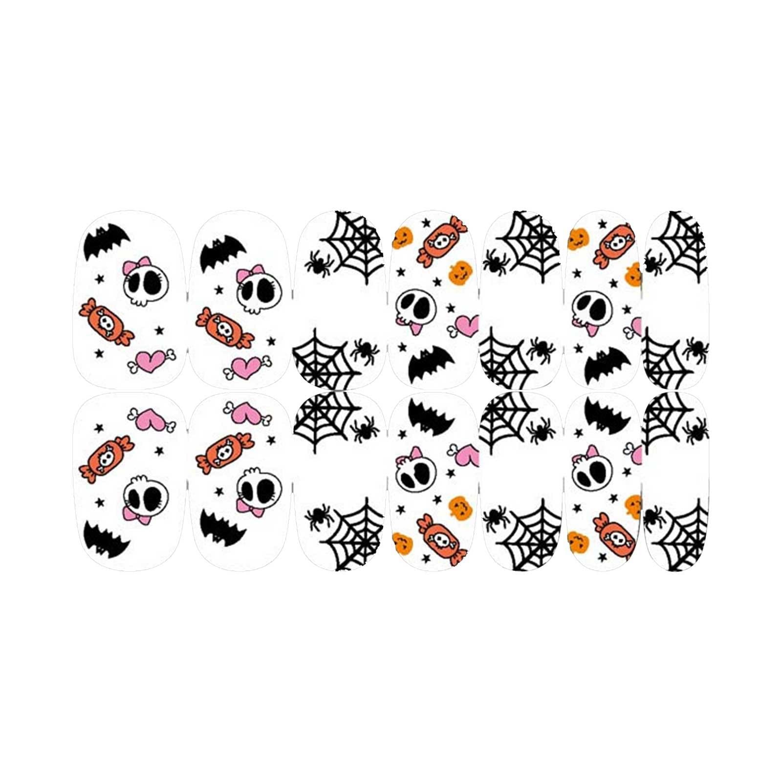 Halloween Nail Stickers - Glow in The Dark Nail Art Decals, Fashion Nail Accessories for Women, Self-Adhesive Nail Decoration (Set A, One Size) - Perfect for Halloween Parties, Cosplay & Nail Art Enthusiasts