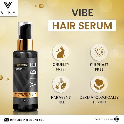 VIBE Hair Growth Serum for Thicker, Fuller & Healthier Hair - Anti-Frizz Treatment for Hair Thinning, Dull & Dry Hair - 50ml Hair Care for Men & Women - Perfect for Wedding Prep, New Year Makeover & Daily Hair Care Routine