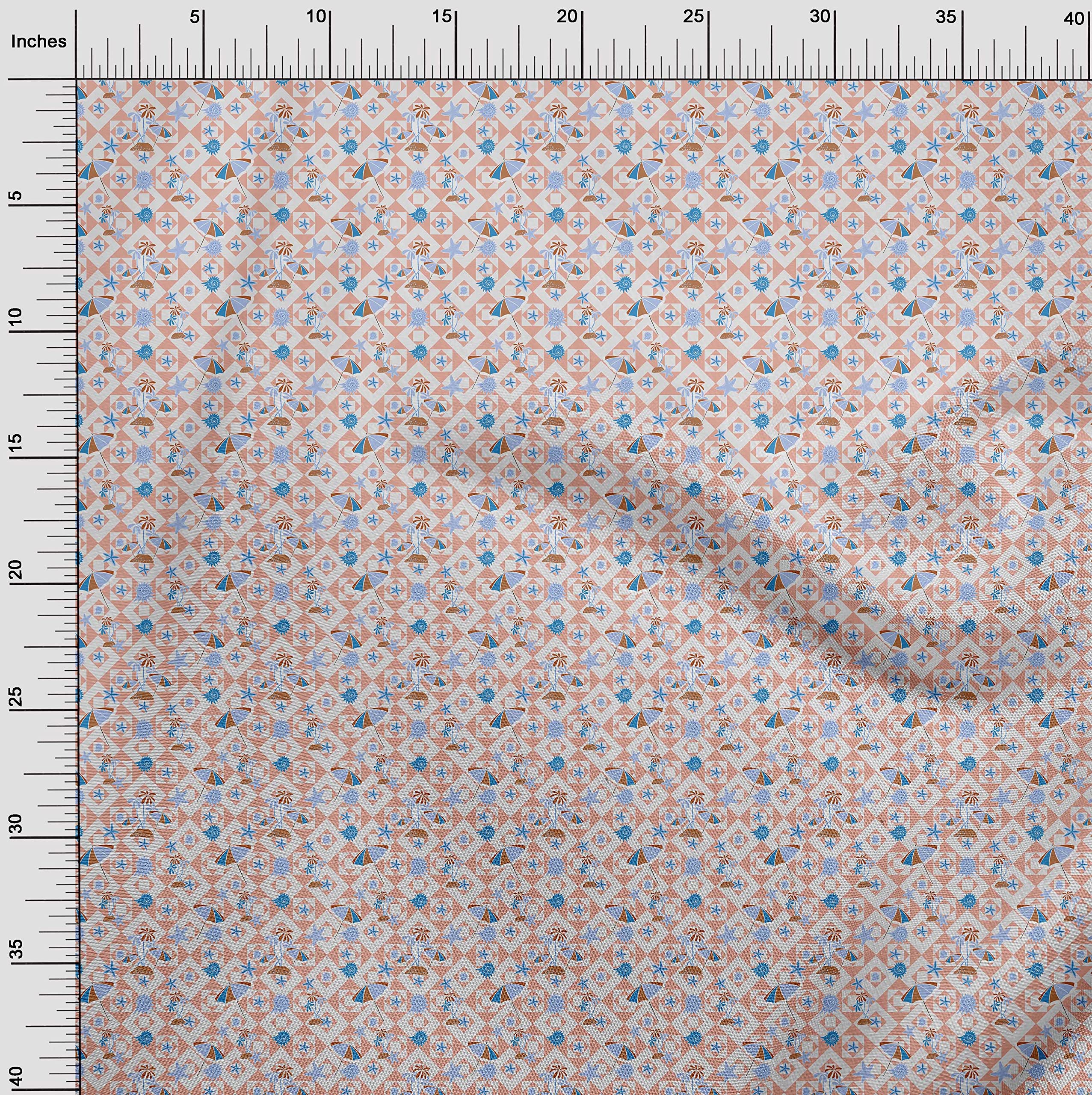 oneOone Velvet Peach Fabric - Soft Printed DIY Sewing Material for Beachwear, Dresses & Home Decor - 58 Inch Wide by The Yard