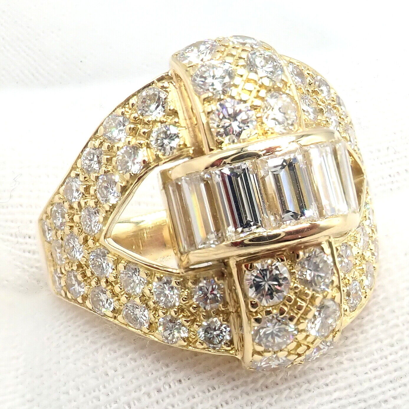 Authentic Piaget 18K Yellow Gold 3 Carat Diamond Cocktail Ring for Women | Luxury Vintage Jewelry | Perfect for Parties, Weddings & Special Occasions
