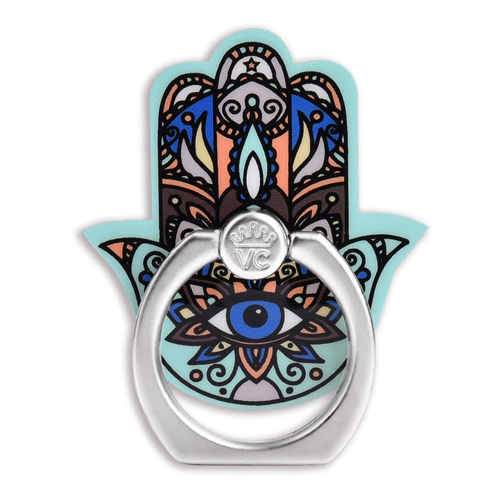 VELVET CAVIAR Phone Grip Ring Holder - Adjustable Finger Stand for iPhone 14/13/12, Samsung Galaxy S23/S22, Most Smartphones (Hamsa Hand Design) - Perfect for Selfies, Video Calls & Secure One-Handed Use