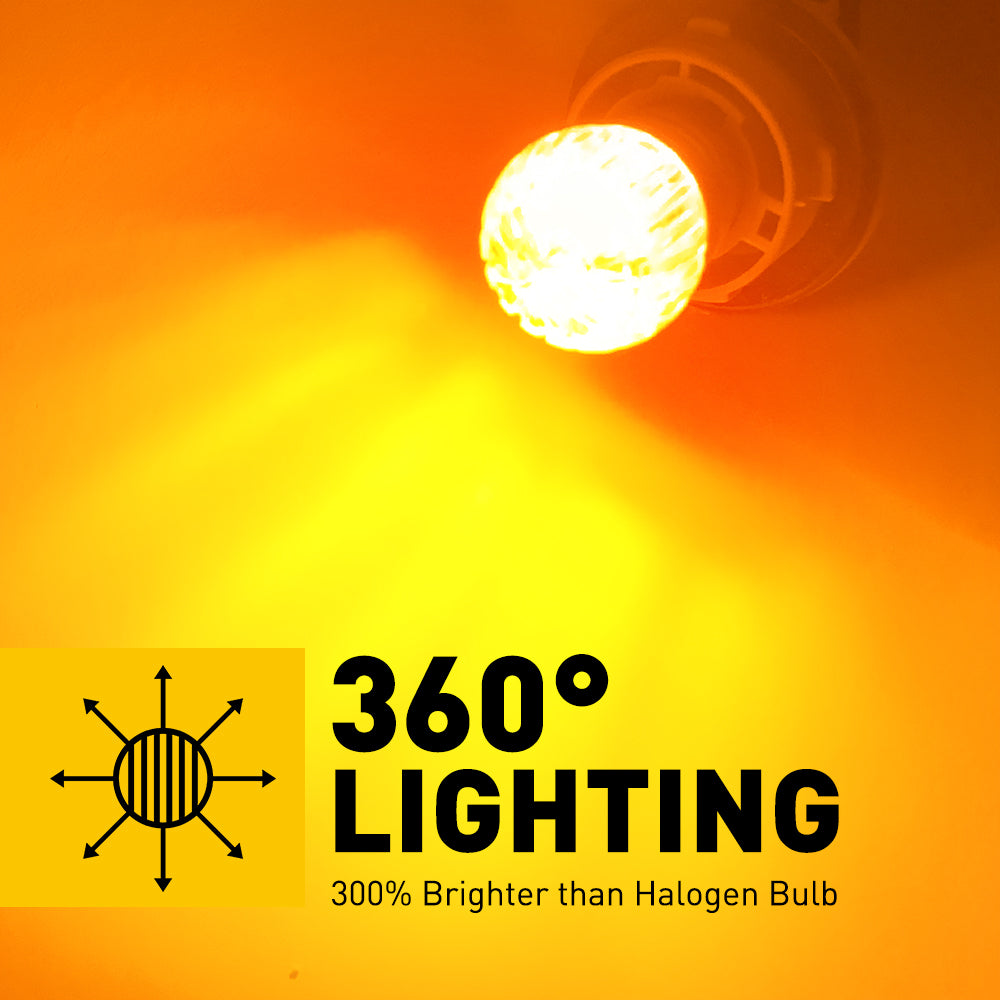 Amber 1156 LED Bulbs - Super Bright BA15S 7506 1141 P21W Turn Signal Lights for Cars, Trucks & Motorcycles | Perfect for Blinkers, Tail Lights, Brake Lights & Side Markers | Durable 1:1 Design Replacement Bulbs for Enhanced Visibility & Safety