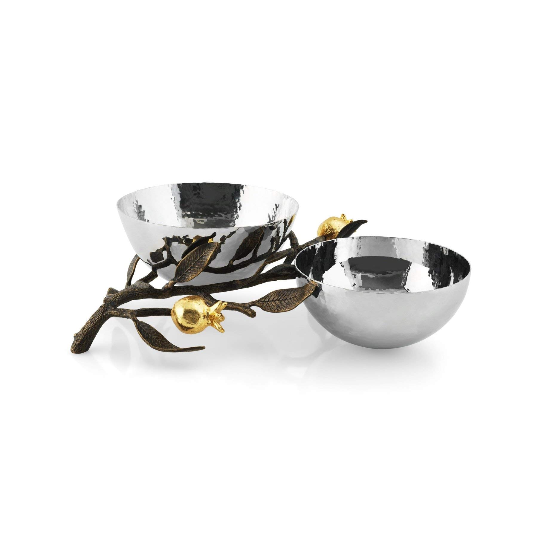 Premium Pomegranate Double Dish Set - Elegant Ceramic Serving Plates for Fruits, Nuts, and Appetizers - Perfect for Parties, Dining, and Home Decor