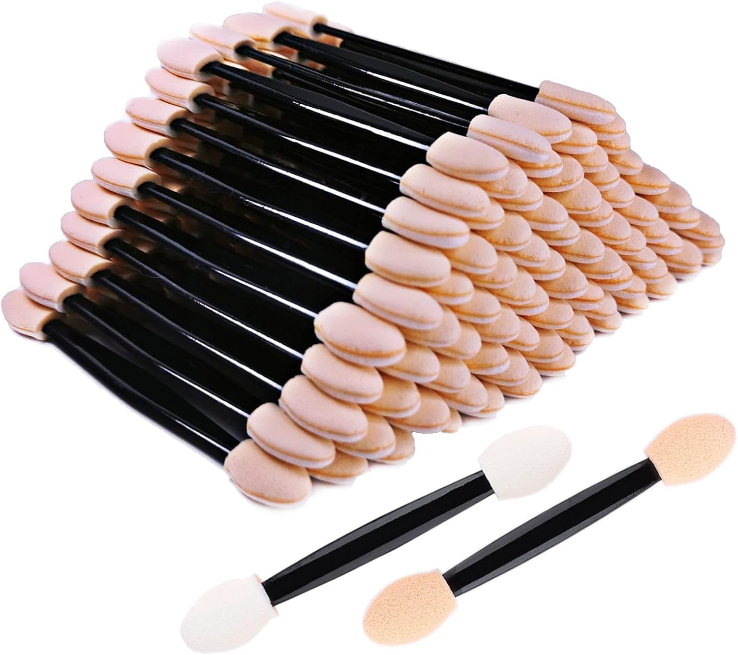 COSLUXE Disposable Double Sided Oval Eyeshadow Brush Sponge Applicators - 10 Pack | Soft Makeup Sponge for Eyeshadow, Eyeliner & Concealer Application | Perfect for Professional Makeup Artists & Home Use