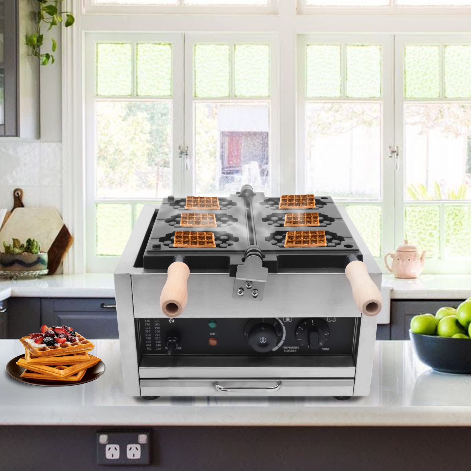 DYRABREST Electric Waffle Maker - Mini Honeycomb Double-Sided Non-Stick Waffle Iron for French Toast, Muffins & Pancakes (110V, 3-Piece Set) - Perfect for Breakfast, Brunch & Family Gatherings