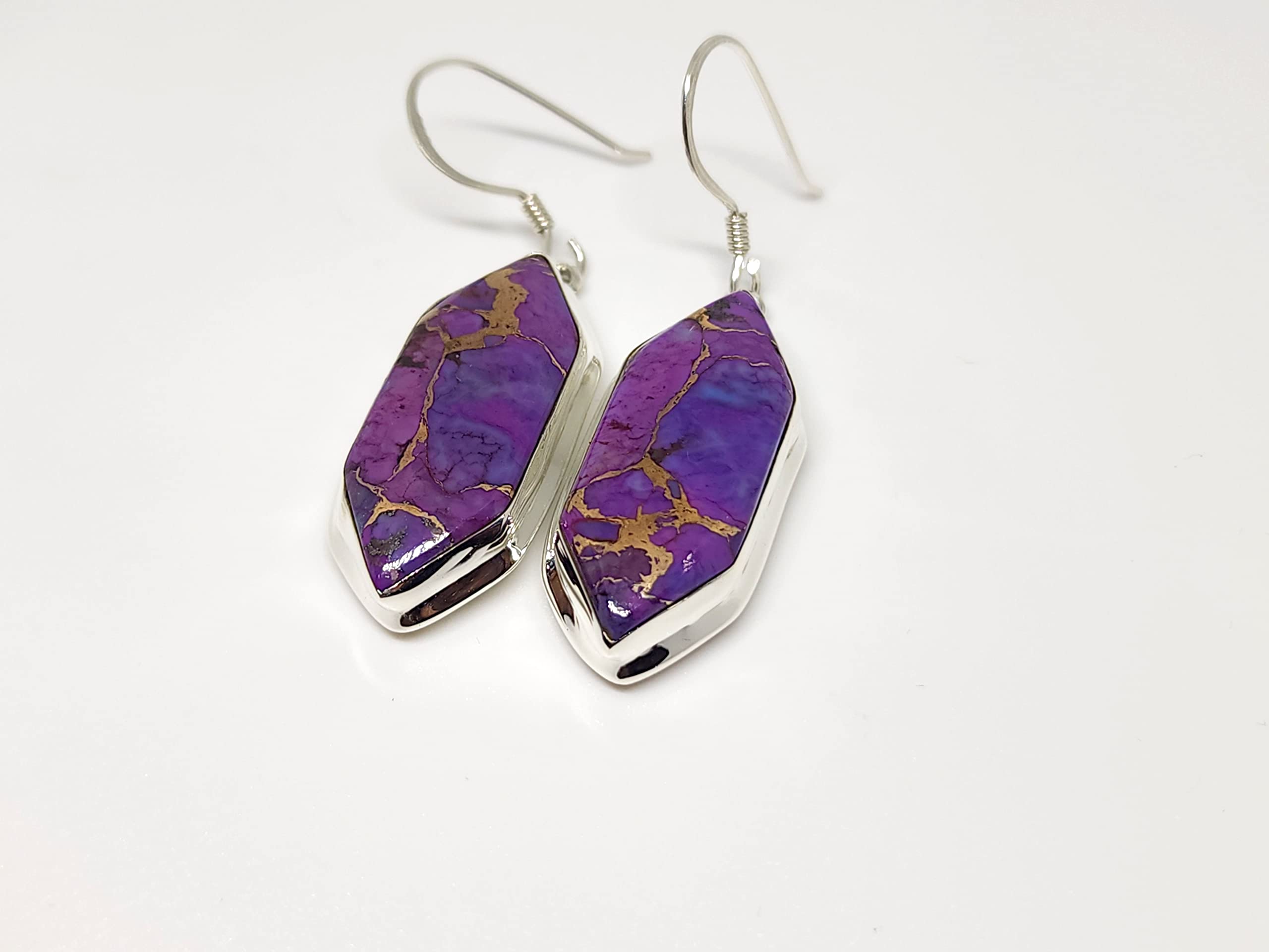 Purple Turquoise Silver Earrings for Women - Elegant Drop Dangles for Gifts & Parties